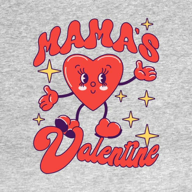 Retro Groovy Mama is My Valentine Cute Heart Boys Girls Kids by artbooming